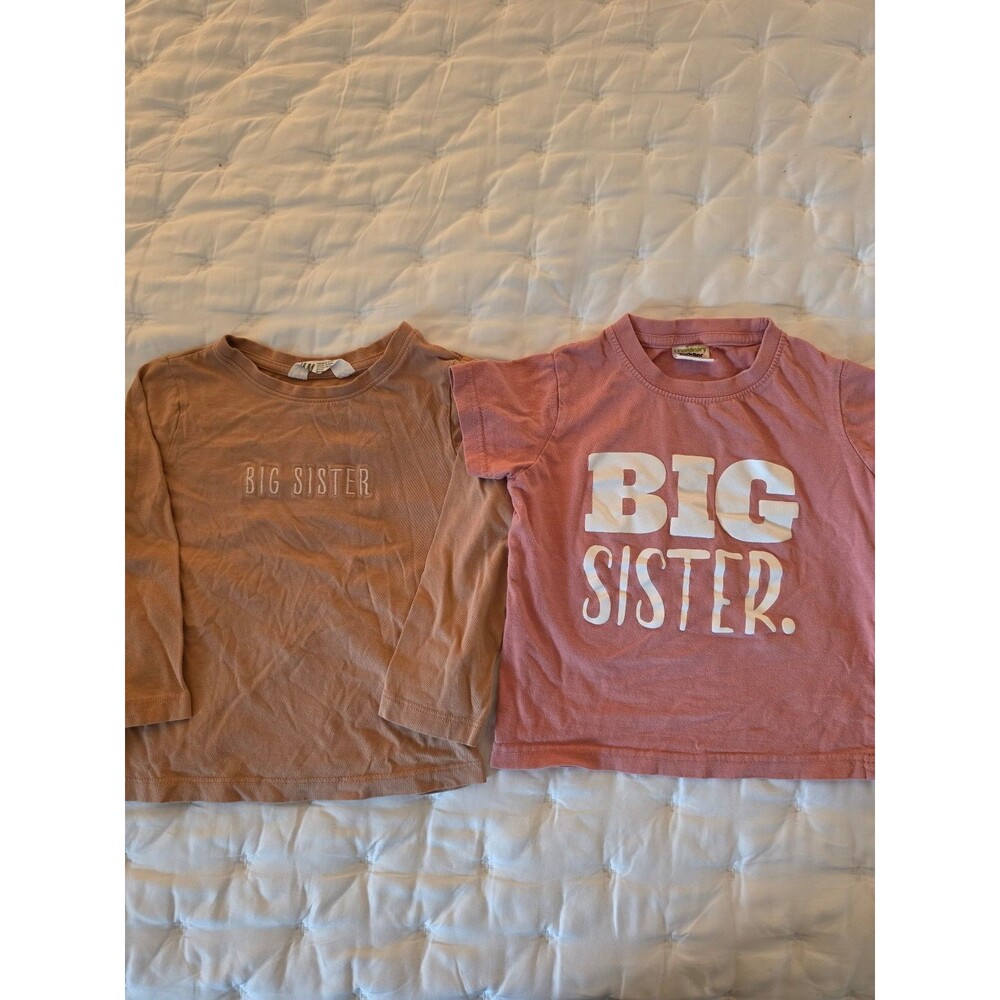 Toddler Girls Big Sister Long Sleeve & Short Sleeve Tops 3T